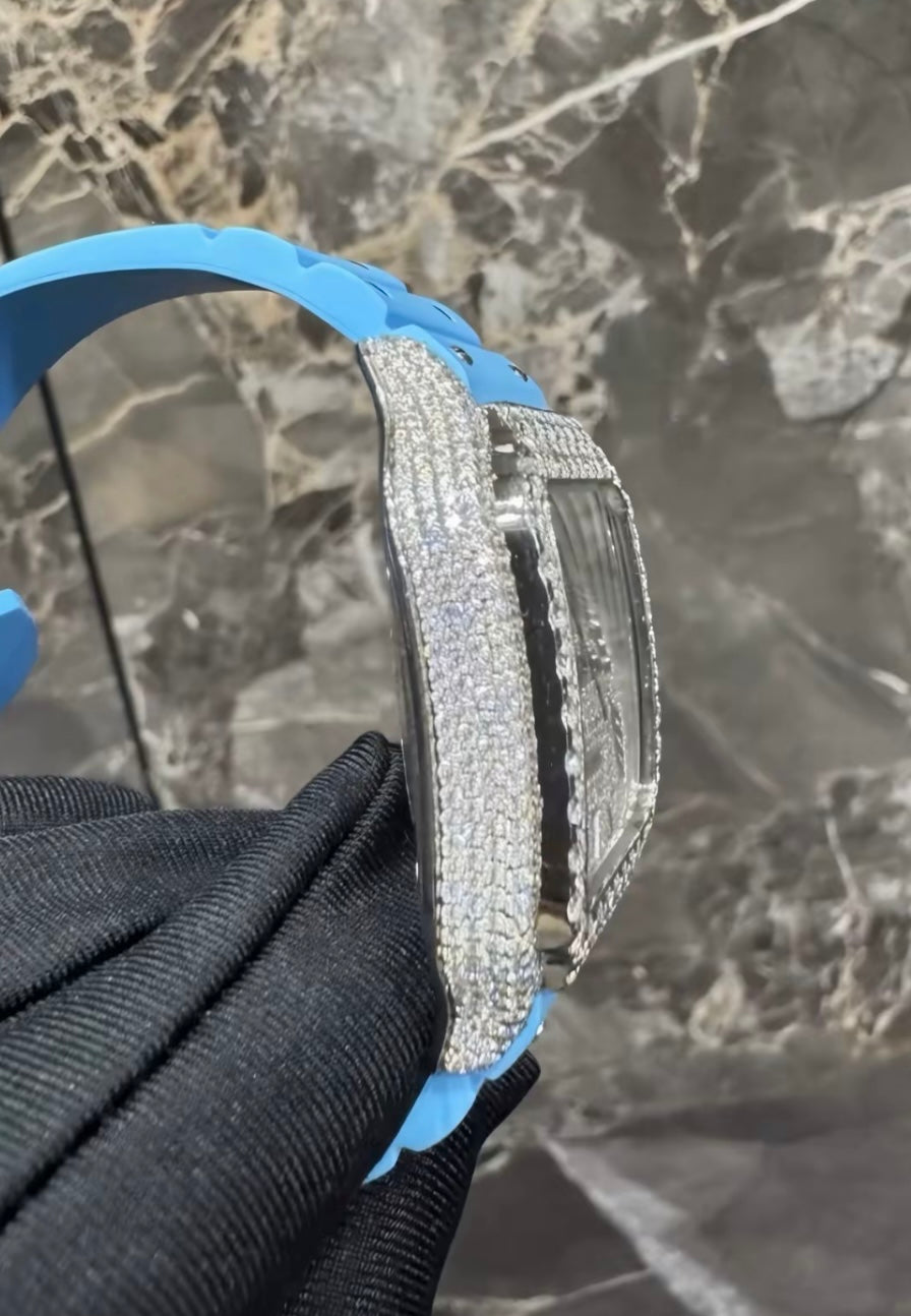 1:1 ICED OUT BABY BLUE WRIST BLING