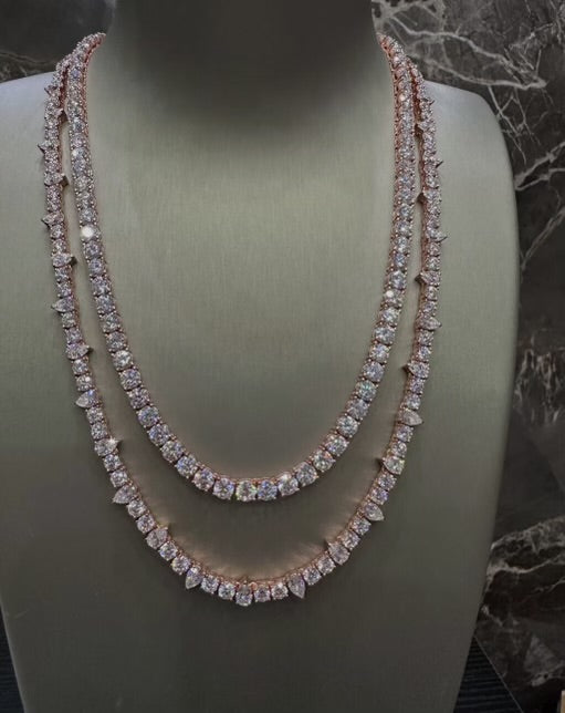 1:1 Iced Out Rose Gold Pointy Stone Neck Bling