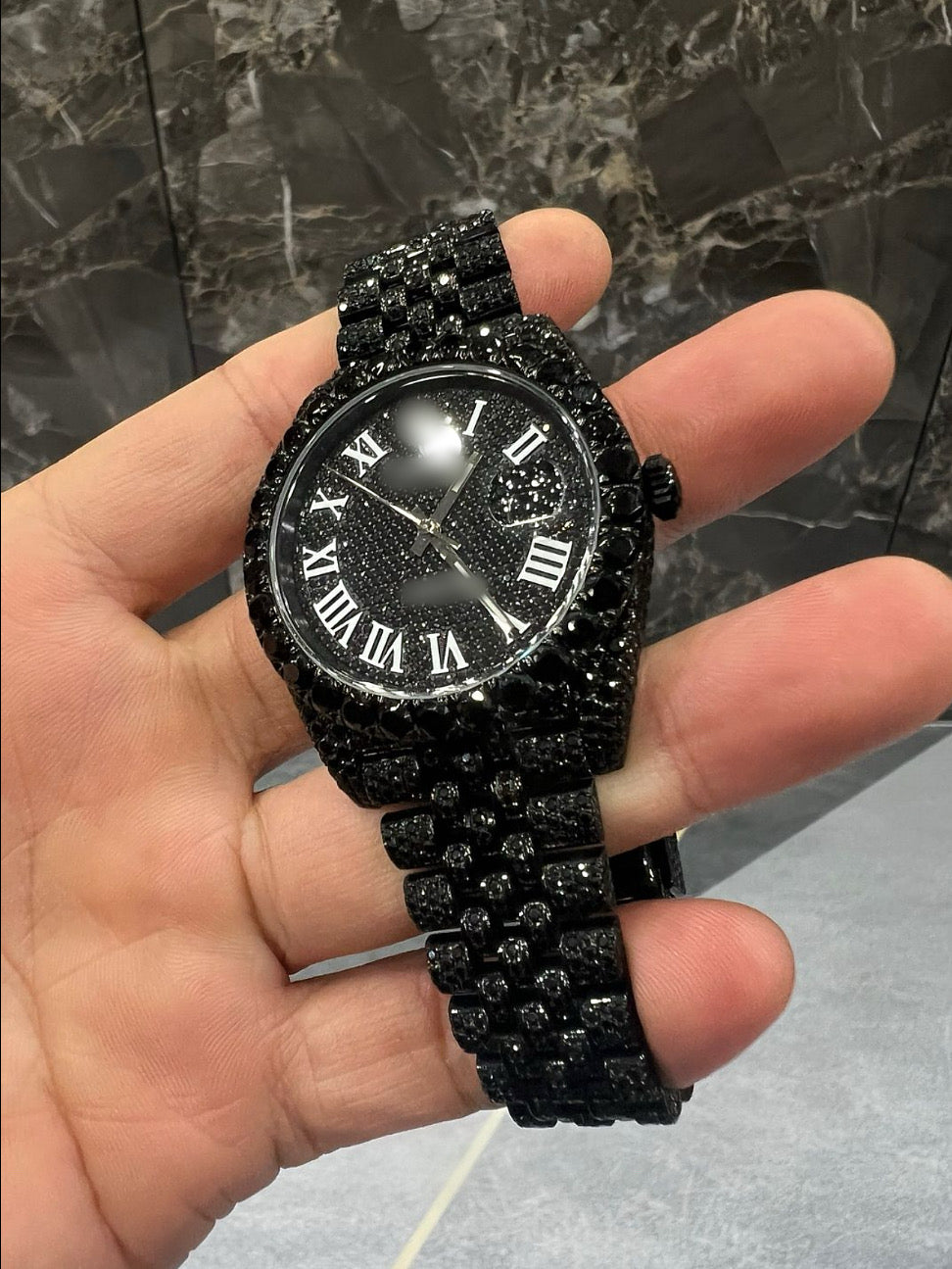 1:1 BLACK ICED OUT WRIST BLING