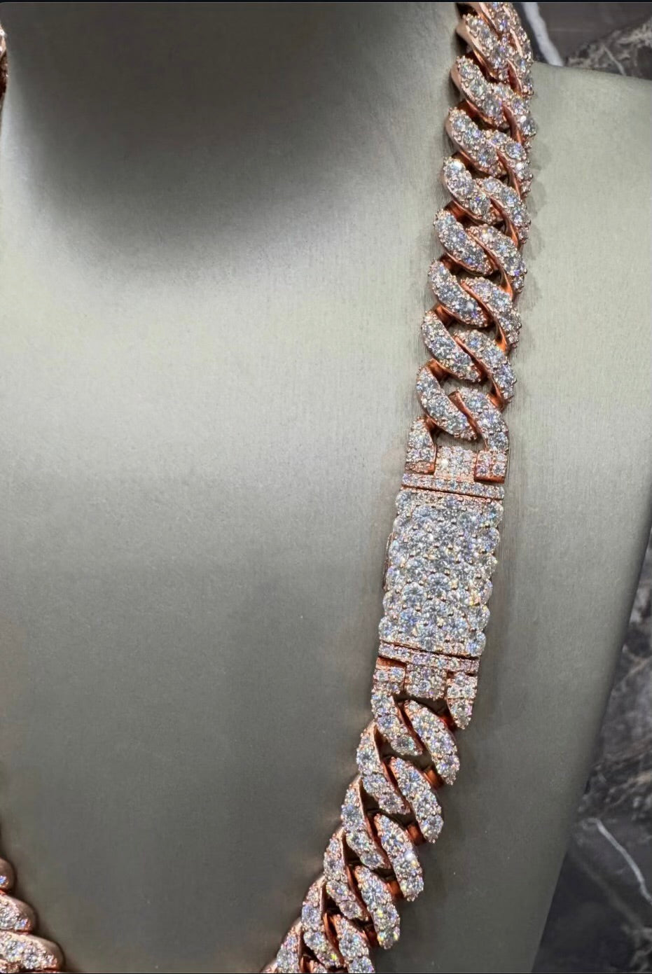 1:1 Iced Out Rose Gold Cubic Neck Bling