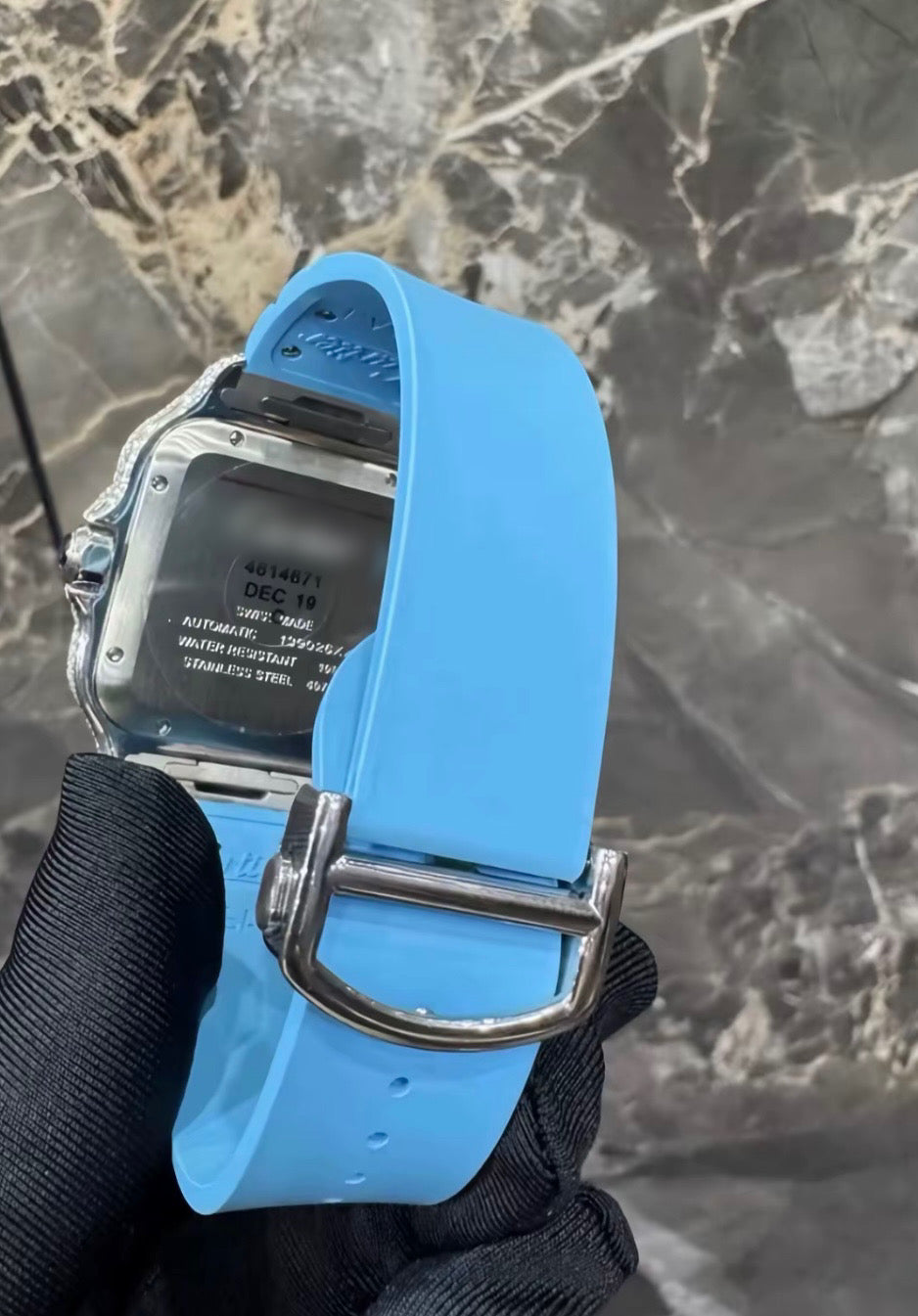 1:1 ICED OUT BABY BLUE WRIST BLING