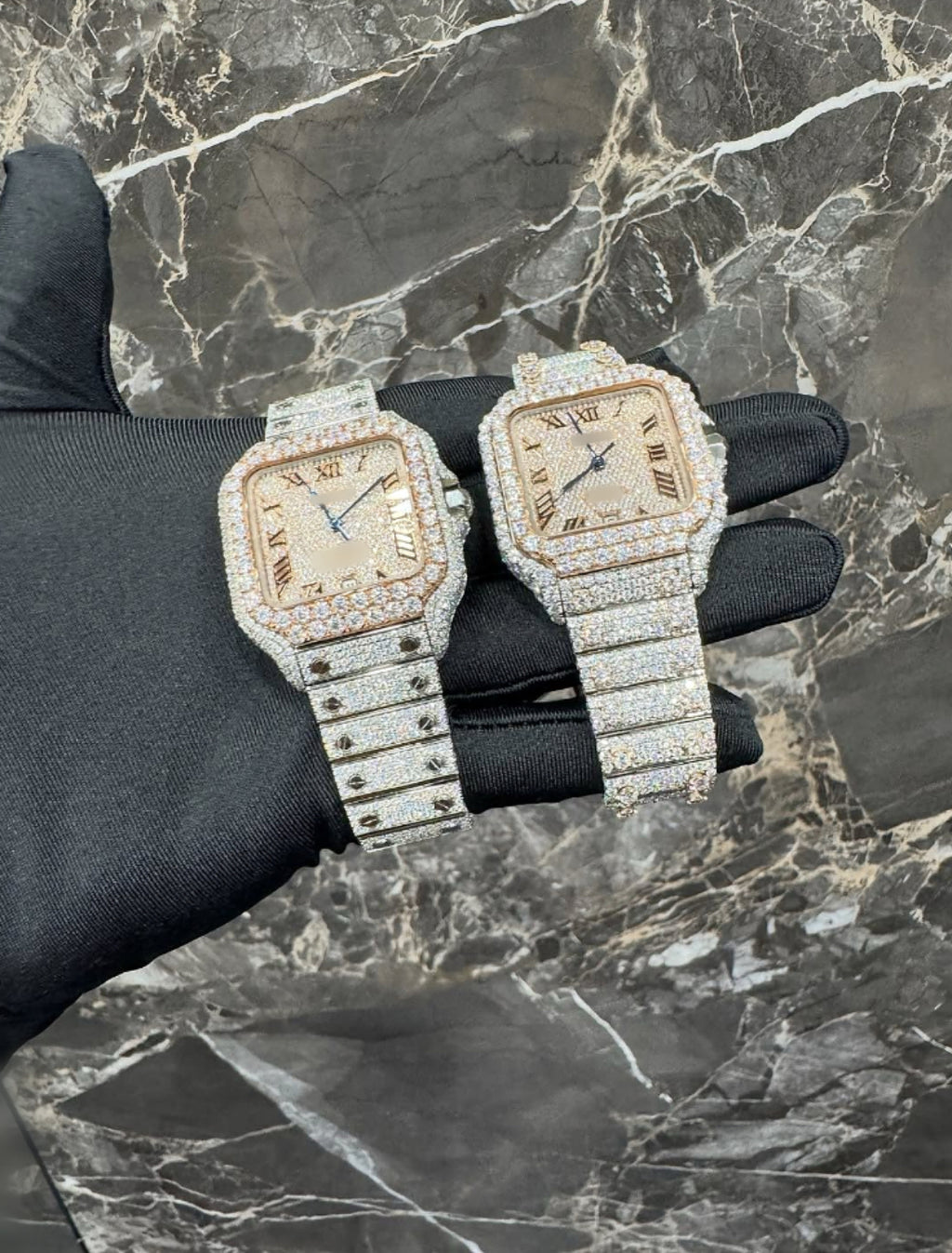 1:1 ICED OUT TWO TONE WRIST BLING SET