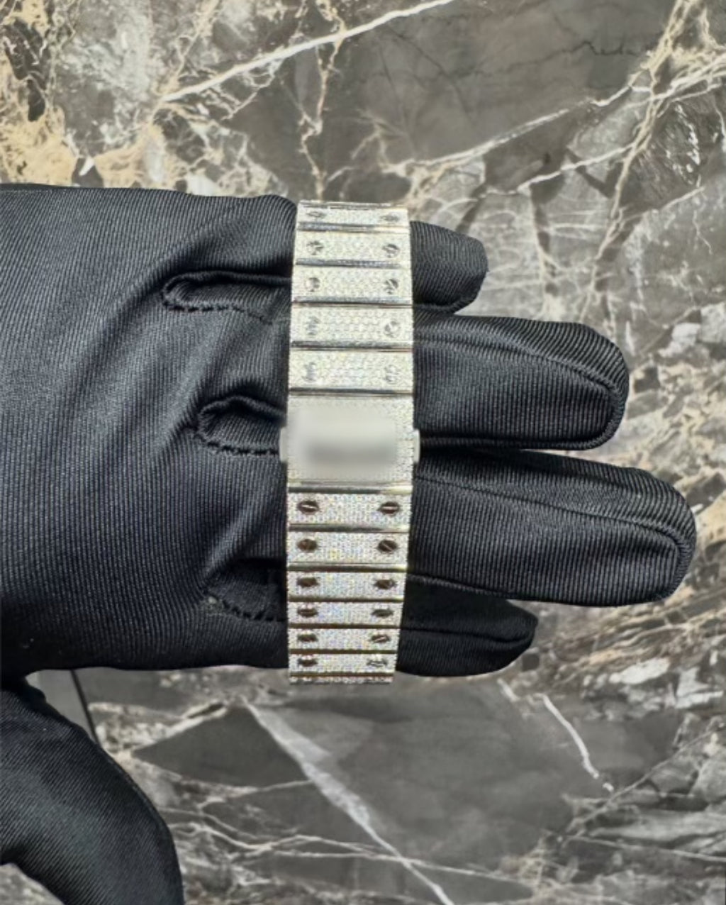 1:1 Iced Out Two Tone Rose Gold Big Stone Wrist Bling