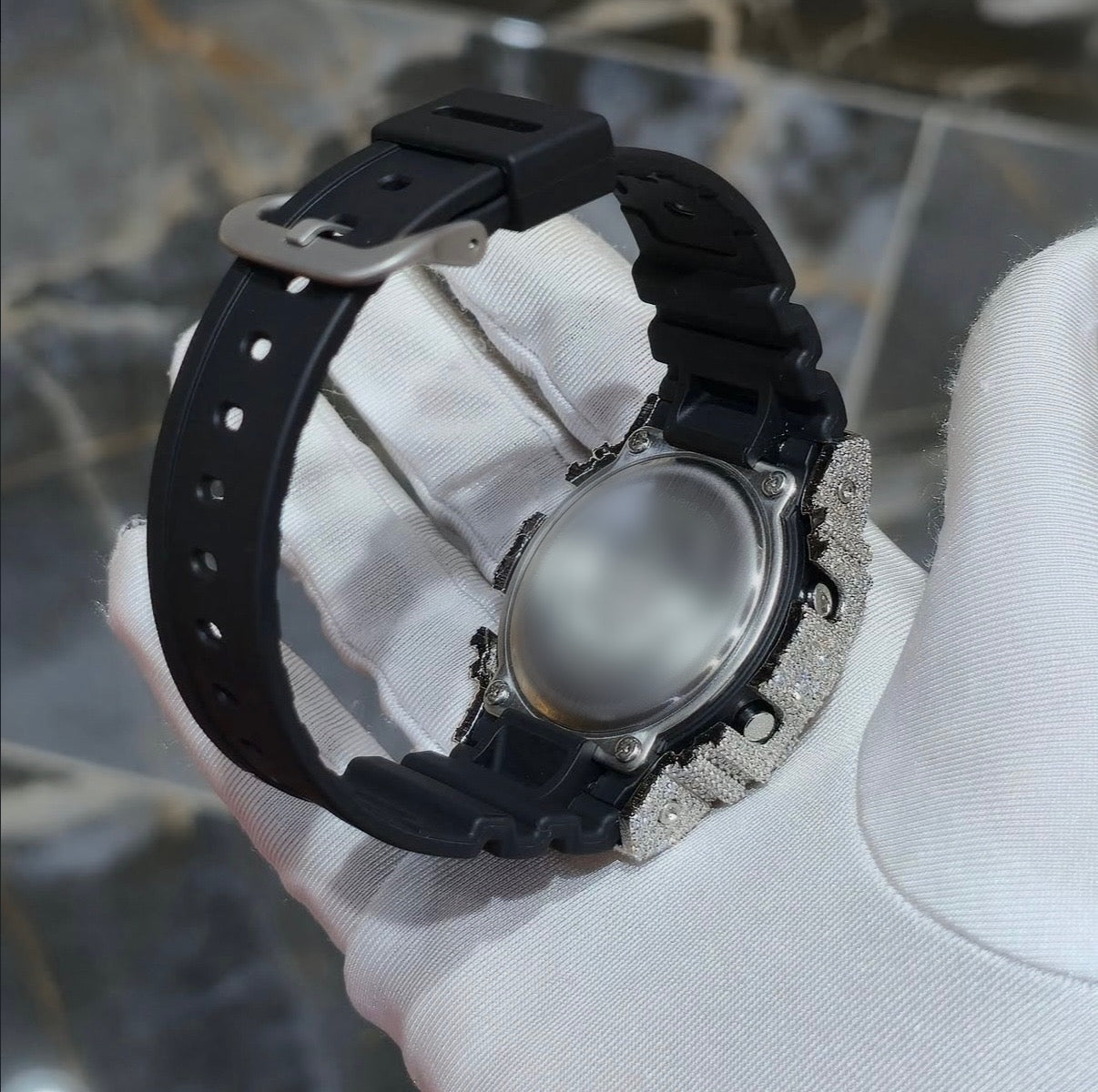 1:1 Iced Out Black Band Shocker Wrist Bling