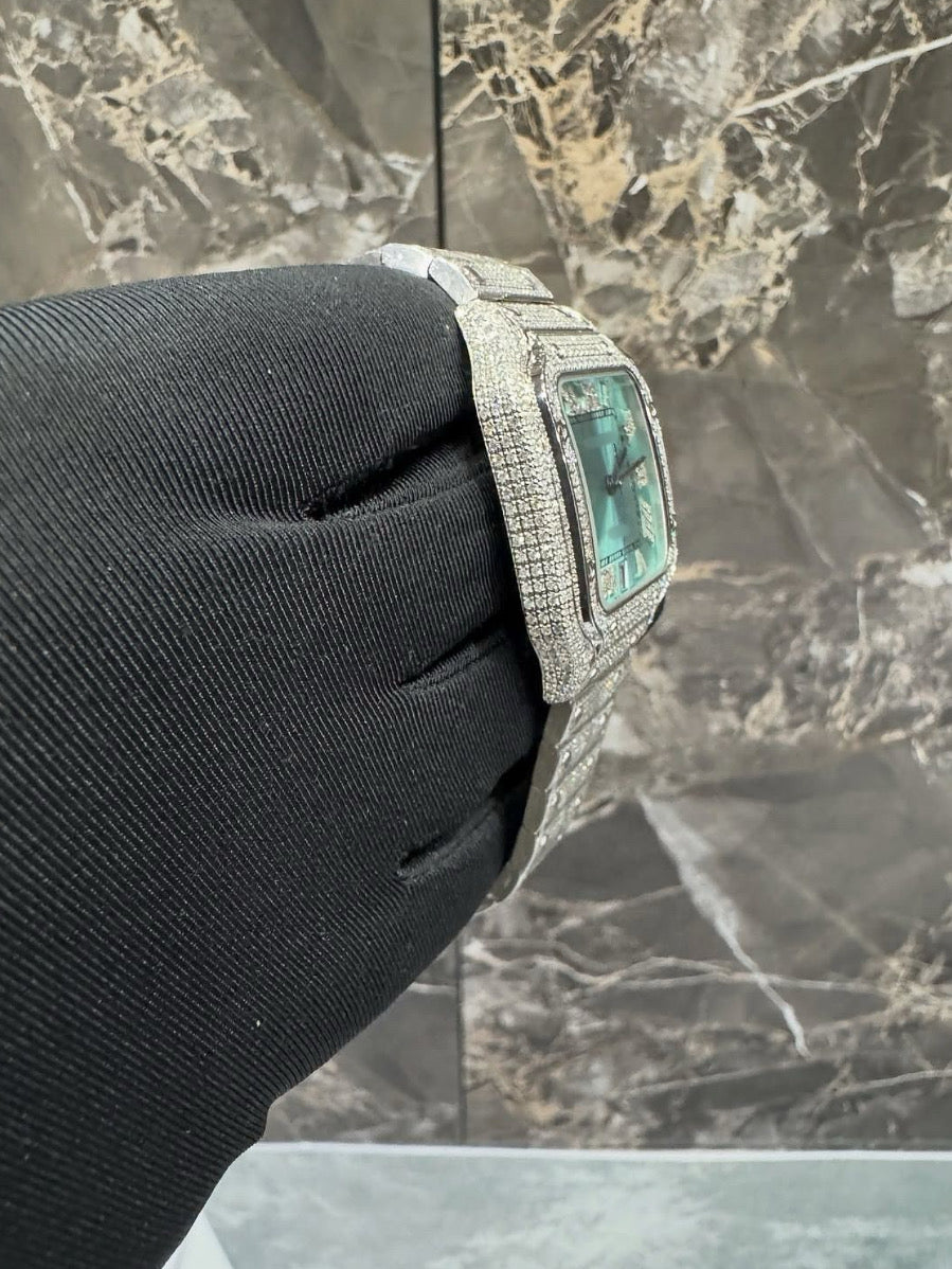 1:1 Fully Iced Out Teal Wrist Bling