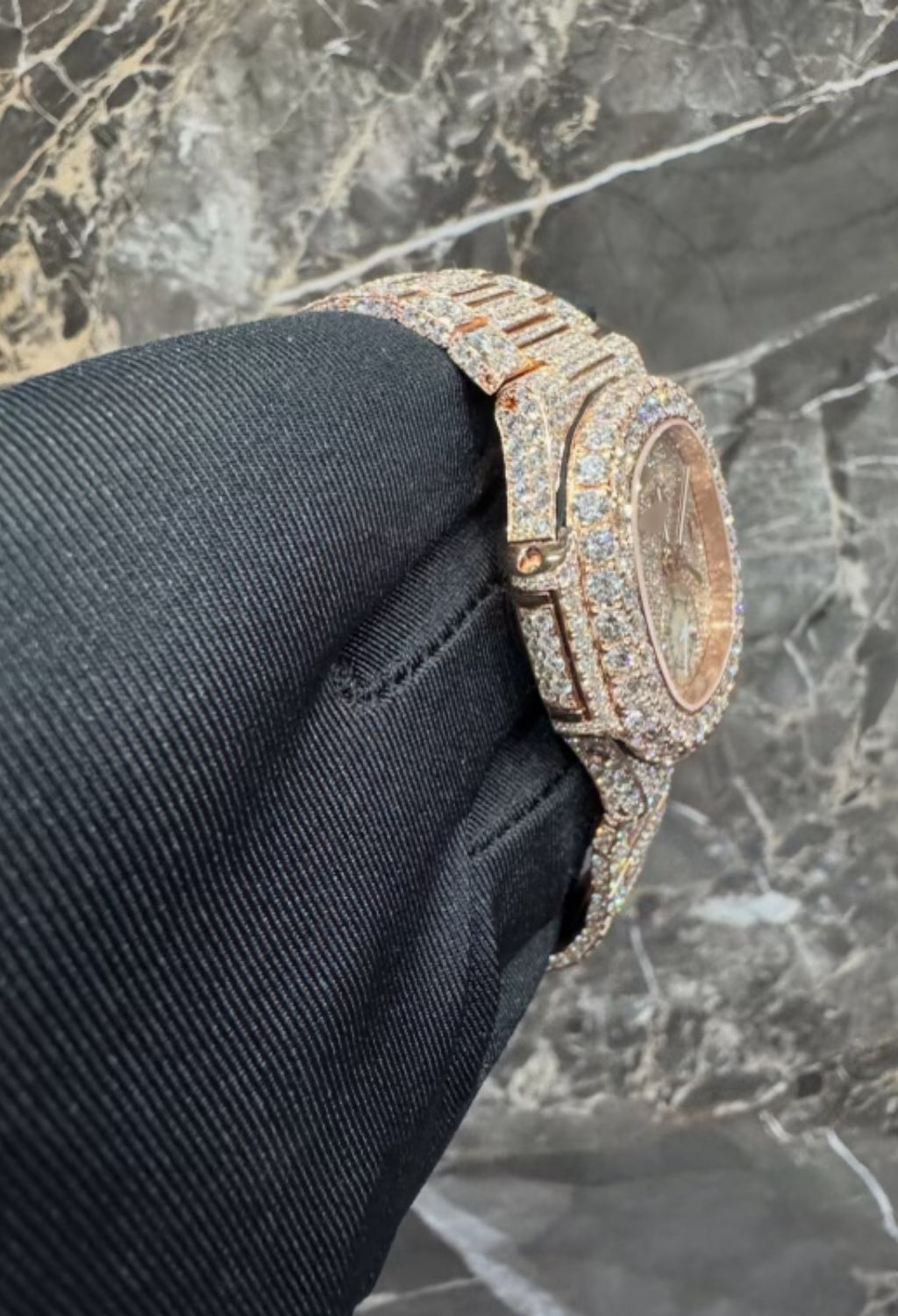 1:1 Iced Out Rose Gold Wrist Bling