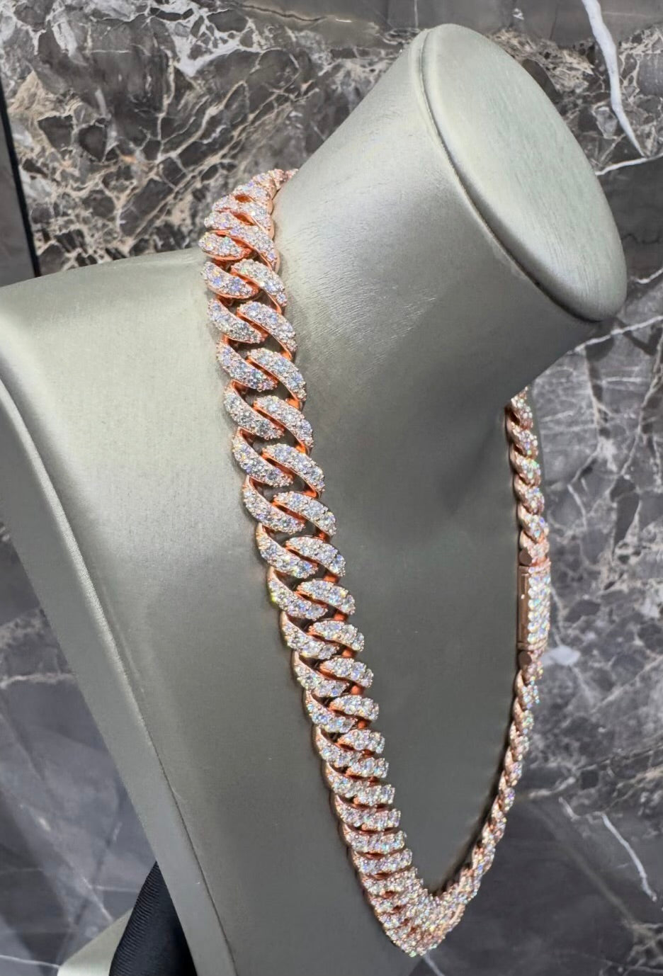 1:1 Iced Out Rose Gold Cubic Neck Bling