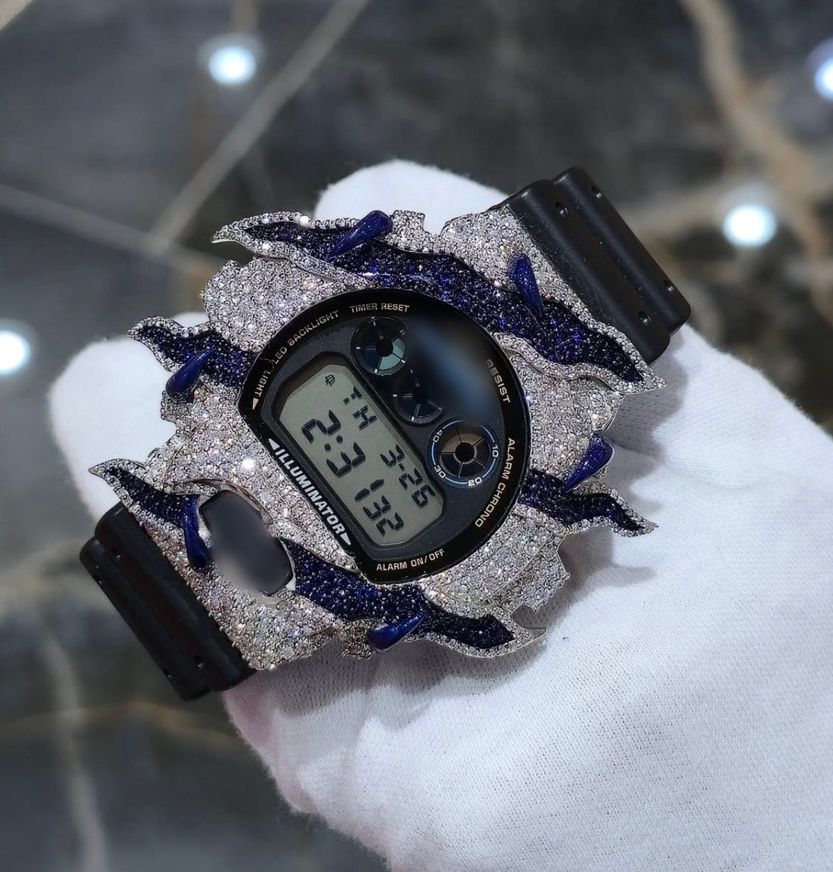 1:1 Iced Out Blue Tiger Scratch Shocker Wrist Bling