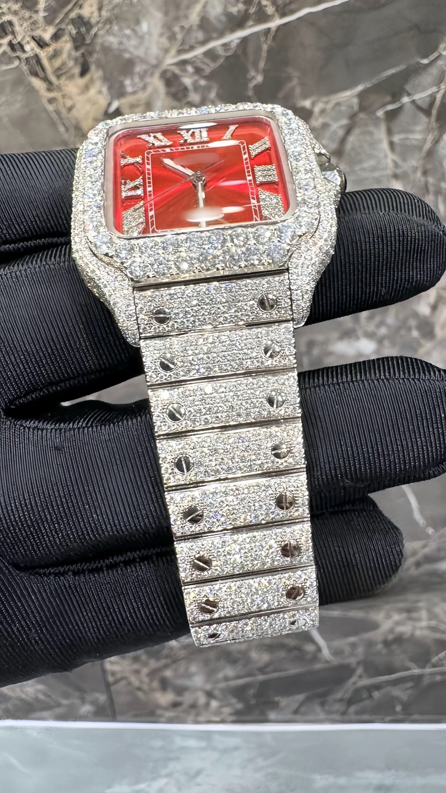 1:1 Iced Out Red Face Wrist Bling