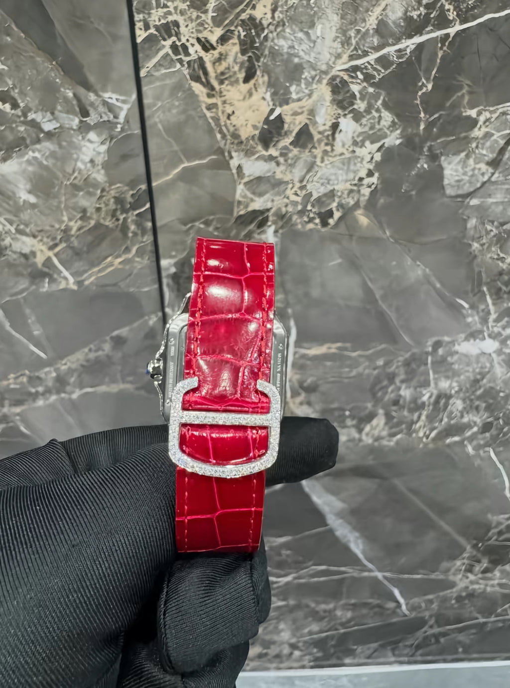 1:1 Red Iced Out Skeleton Wrist Bling