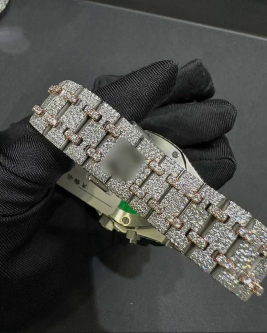 1:1 Iced Out Two Tone Rose Gold Wrist Bling