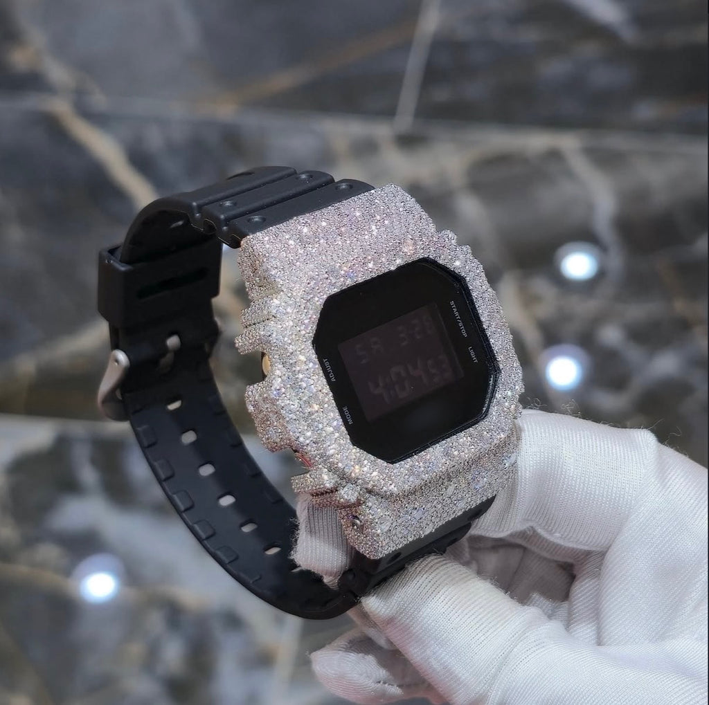 1:1 Iced Out Black Band Shocker Wrist Bling