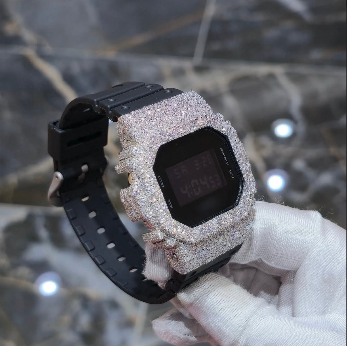 1:1 Iced Out Black Band Shocker Wrist Bling