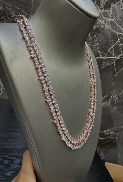 1:1 Iced Out Rose Gold Pointy Stone Neck Bling