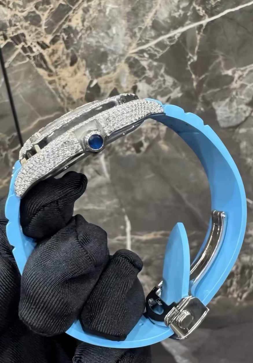 1:1 ICED OUT BABY BLUE WRIST BLING