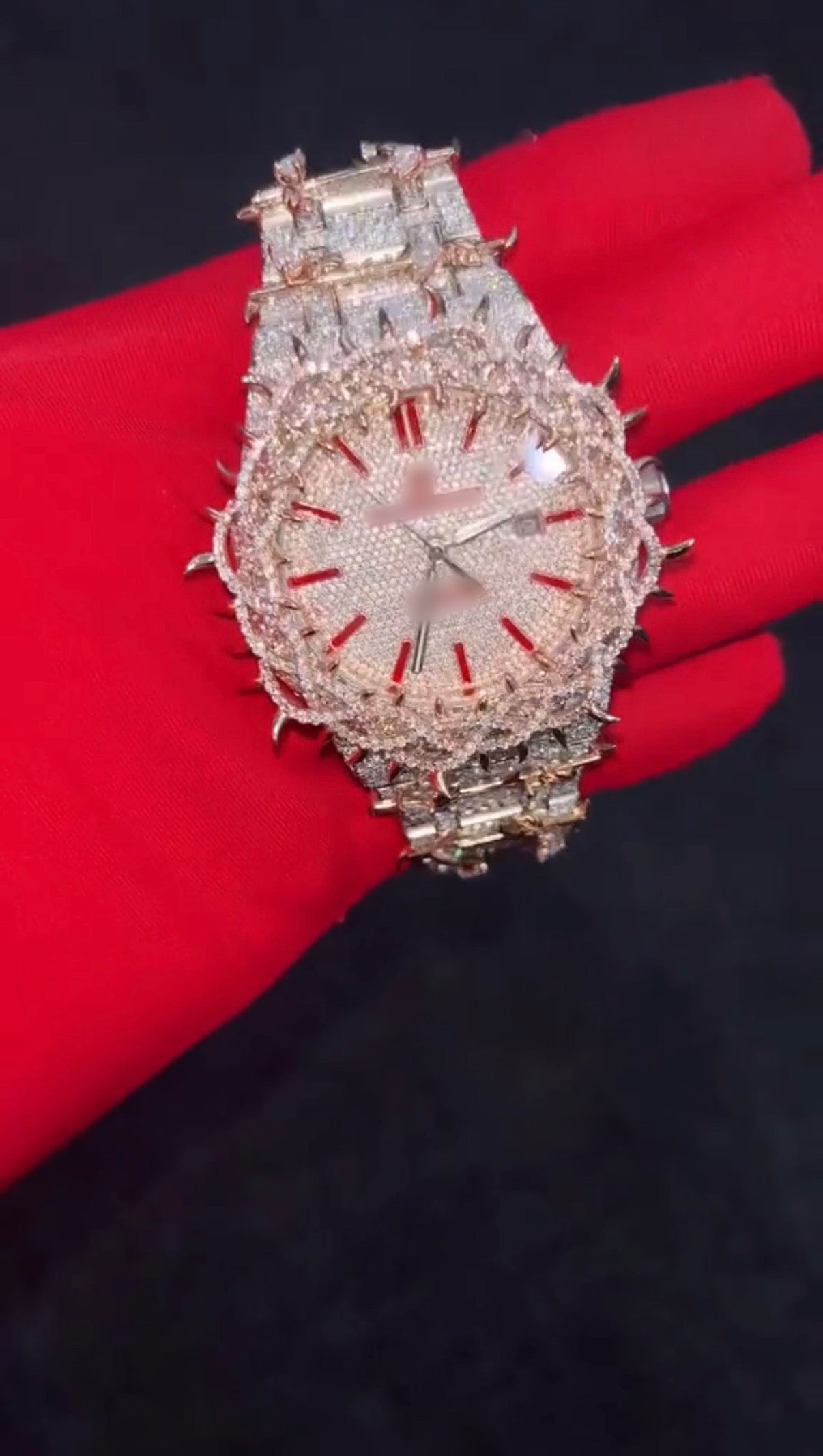 1:1 RED ICED OUT THORN LUXURY WRIST BLING