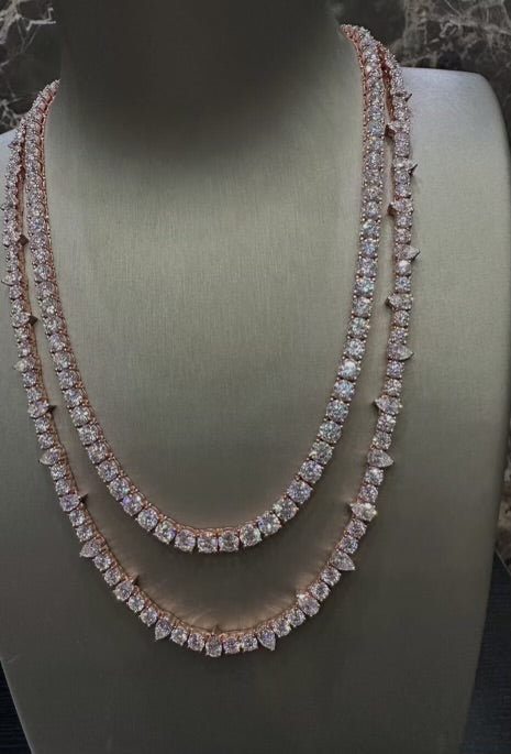 1:1 Iced Out Rose Gold Pointy Stone Neck Bling