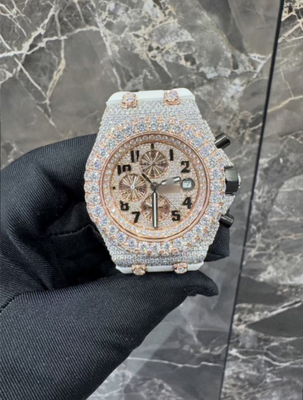 1:1 ICED OUT WHITE BAND WRIST BLING