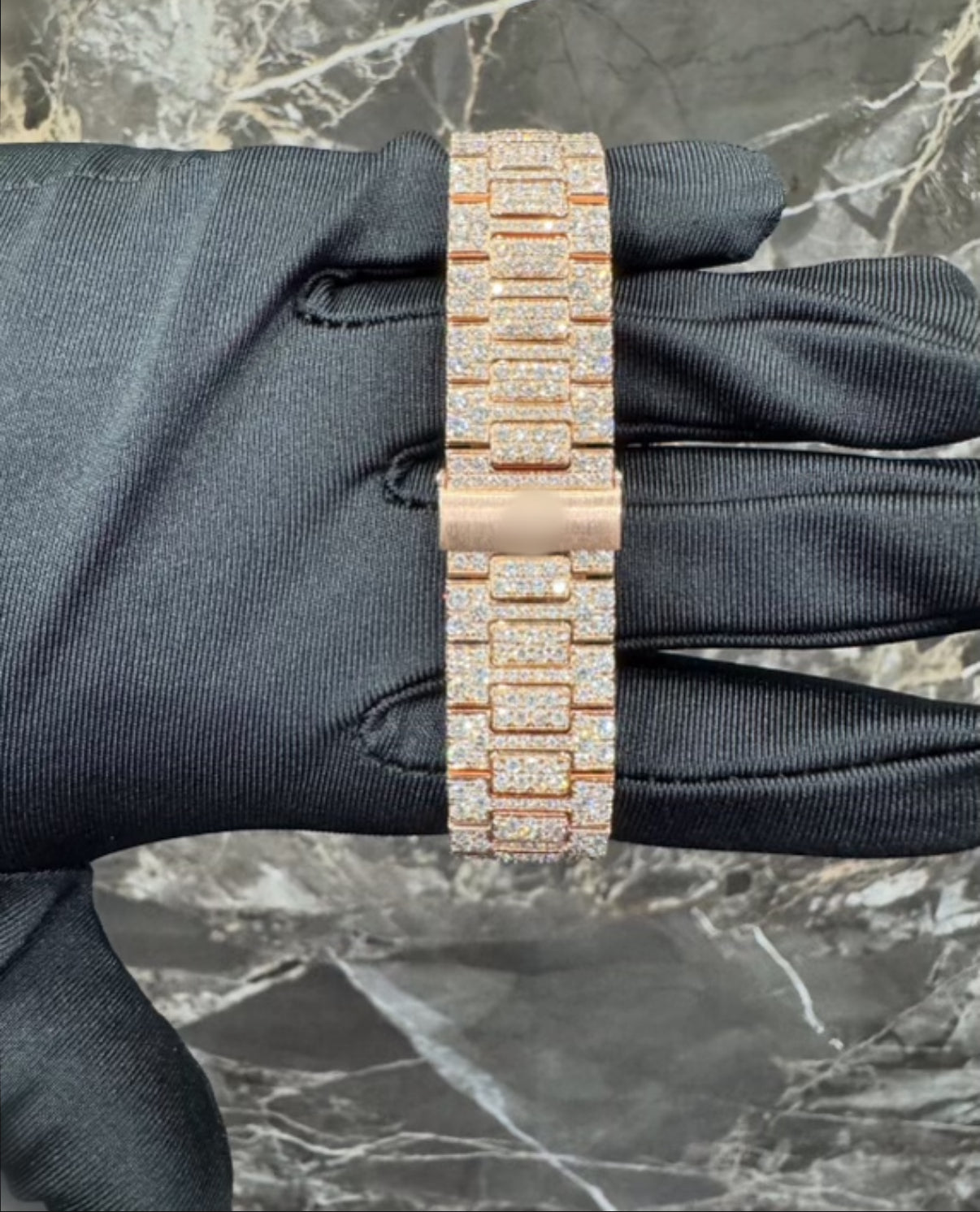 1:1 Iced Out Rose Gold Wrist Bling
