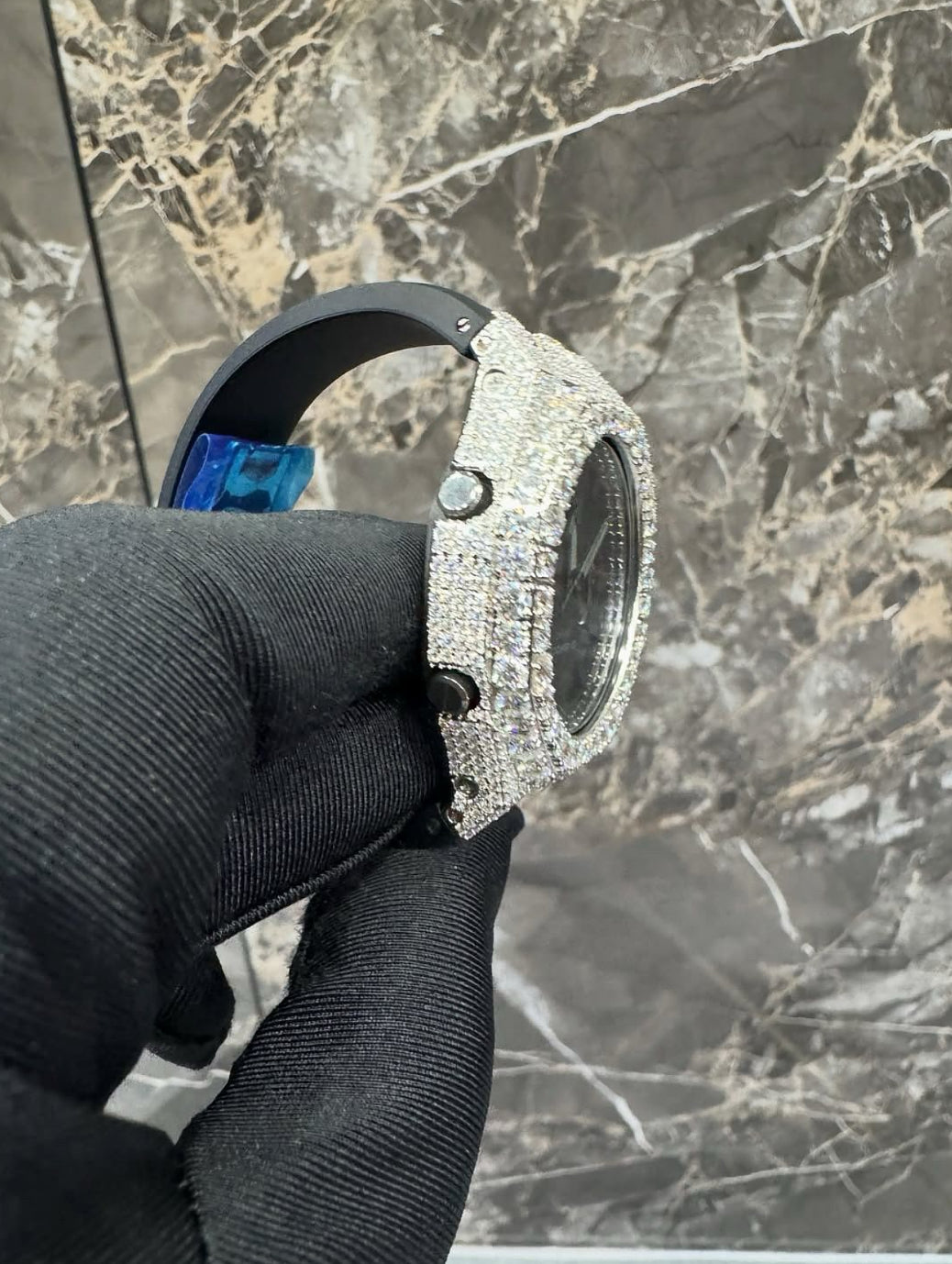 1:1 Iced Out Black Face Shocker Wrist Bling