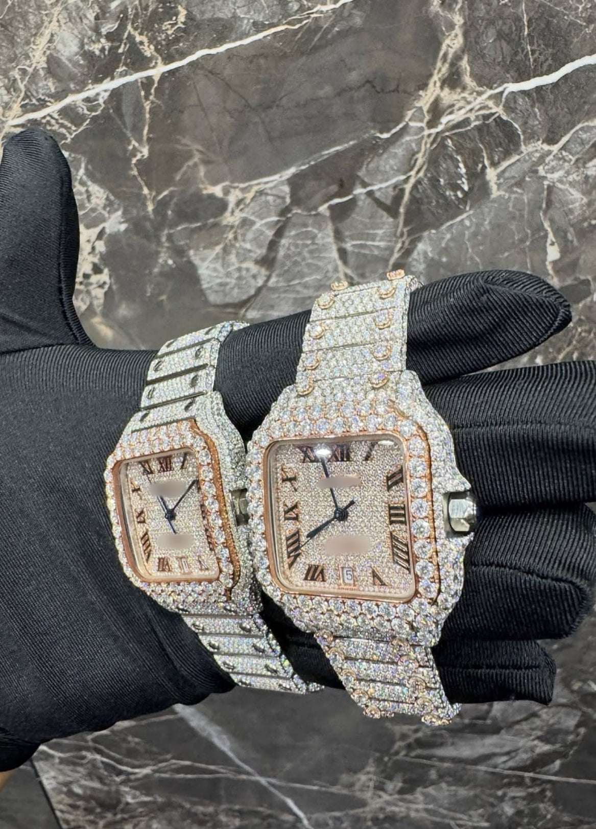 1:1 ICED OUT TWO TONE WRIST BLING SET