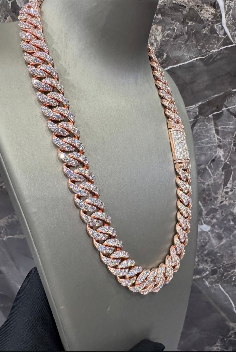 1:1 Iced Out Rose Gold Cubic Neck Bling