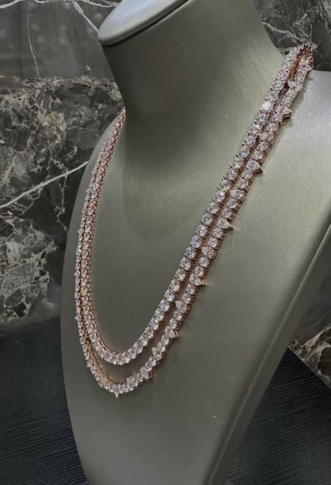1:1 Iced Out Rose Gold Pointy Stone Neck Bling