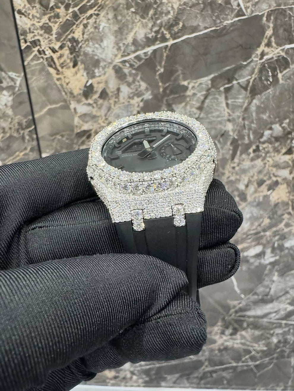 1:1 Iced Out Black Face Shocker Wrist Bling