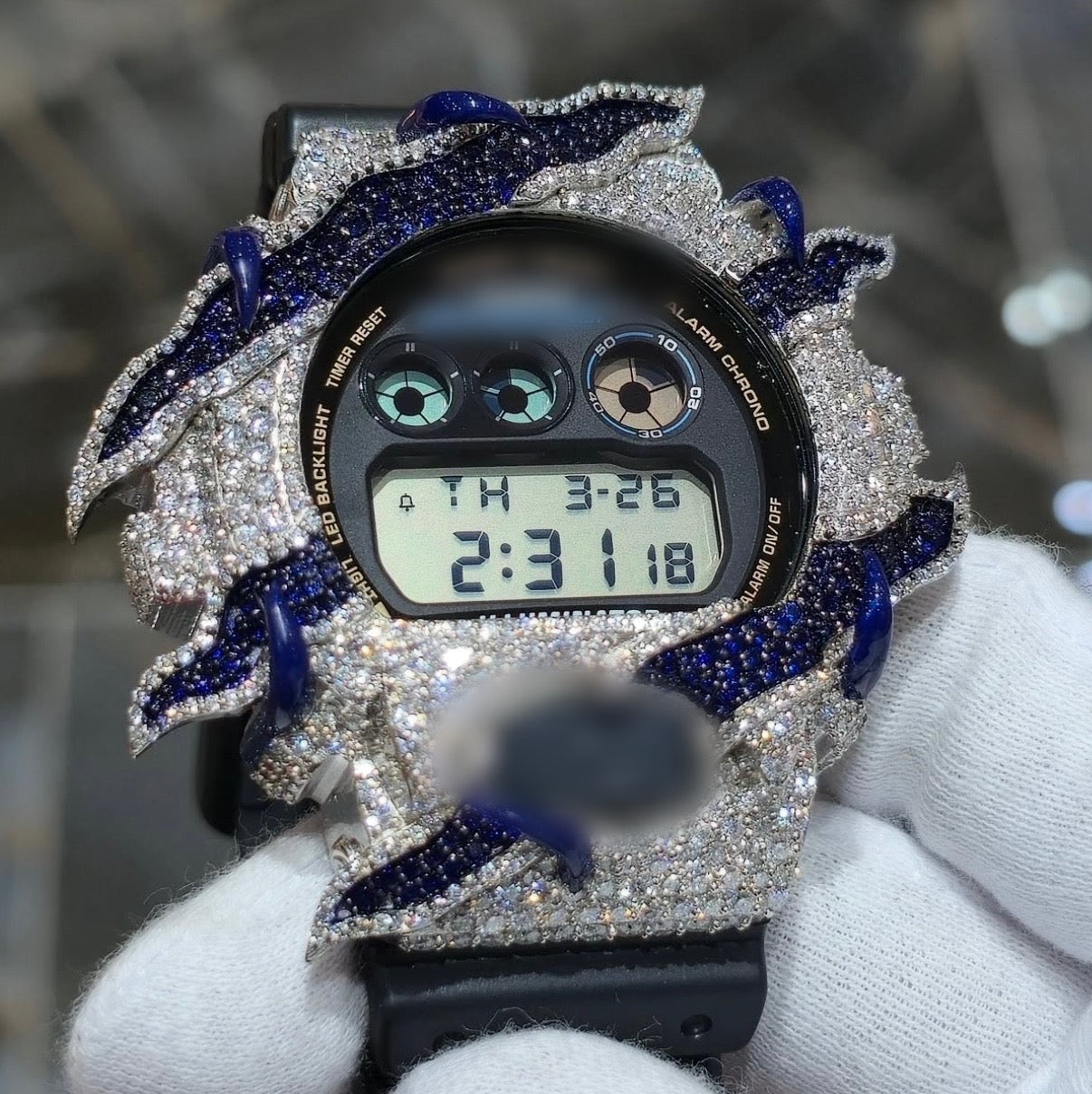 1:1 Iced Out Blue Tiger Scratch Shocker Wrist Bling