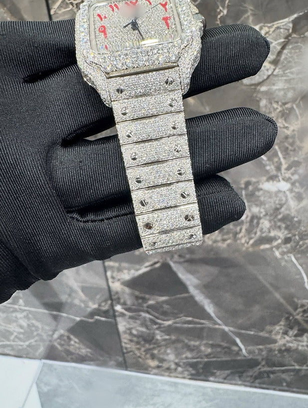 1:1 ICED OUT RED DIAL LUXURY WRIST BLING
