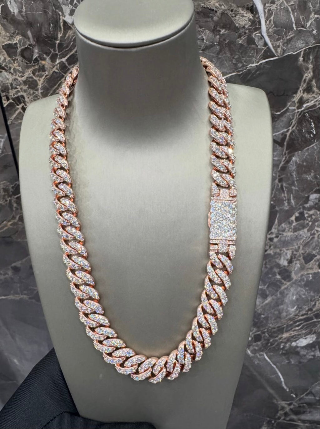 1:1 Iced Out Rose Gold Cubic Neck Bling