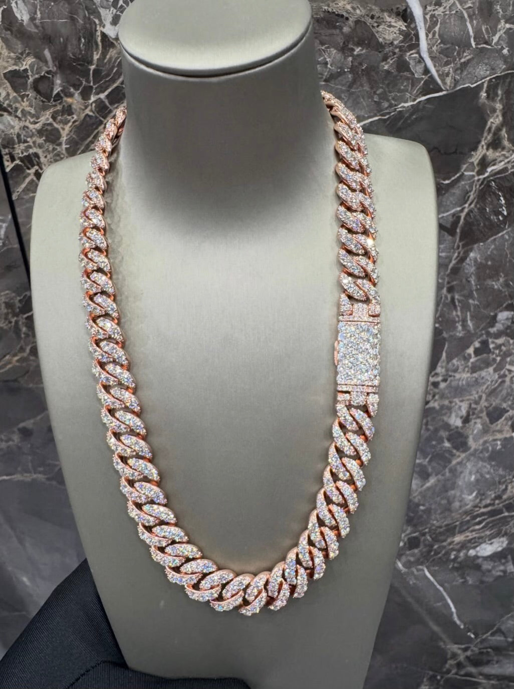 1:1 Iced Out Rose Gold Cubic Neck Bling