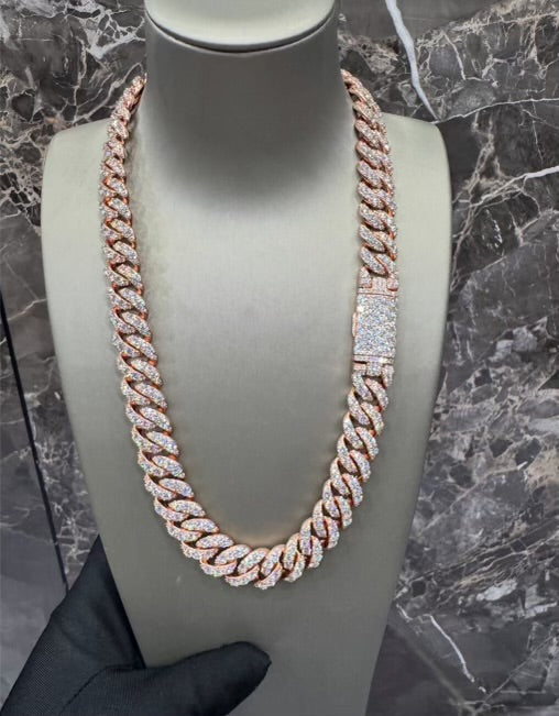 1:1 Iced Out Rose Gold Cubic Neck Bling