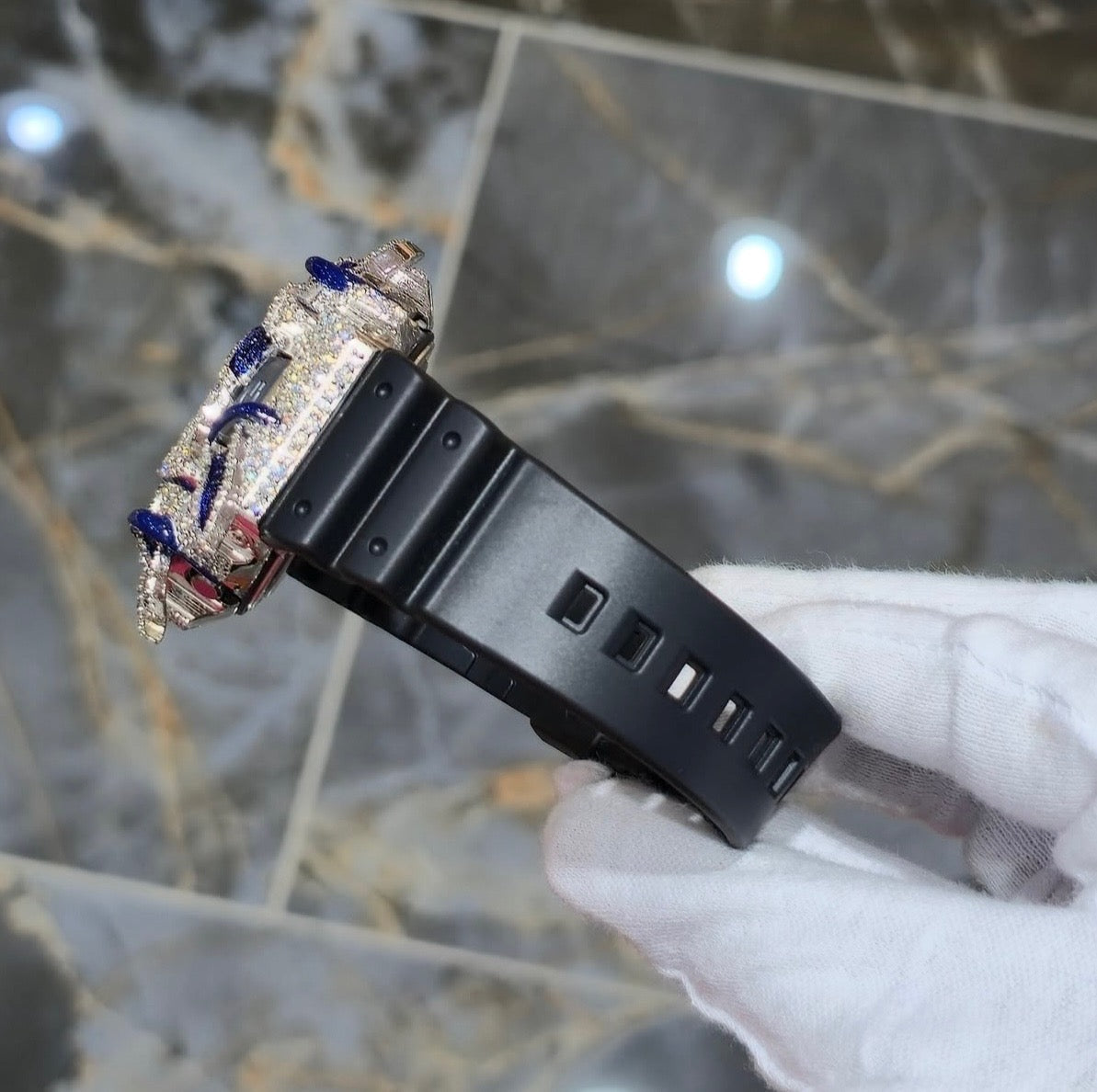 1:1 Iced Out Blue Tiger Scratch Shocker Wrist Bling