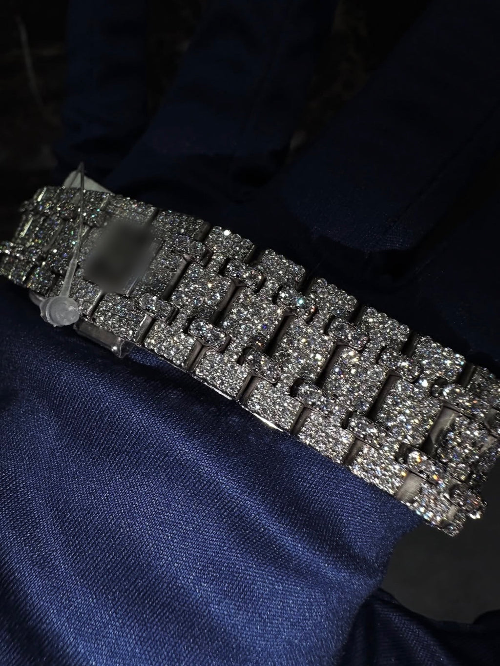 1:1 Iced Out Royal Blue Dial Wrist Bling