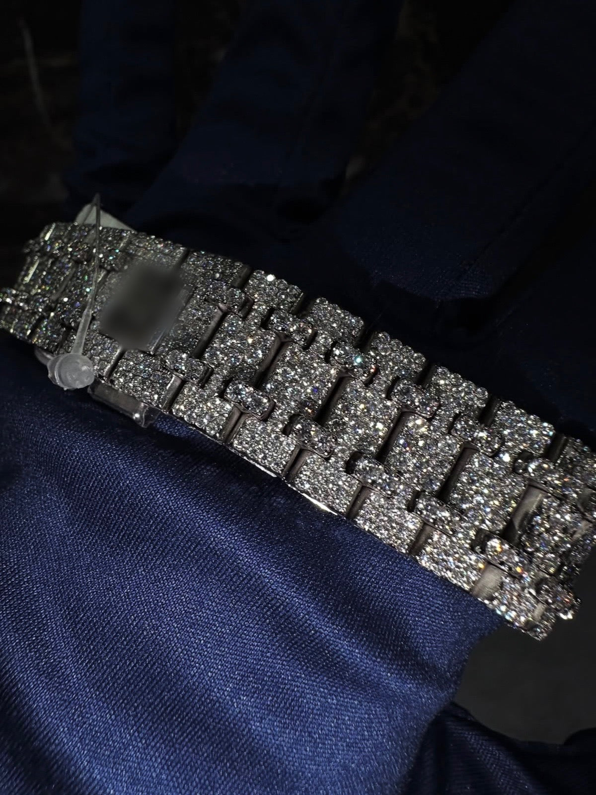 1:1 Iced Out Royal Blue Dial Wrist Bling