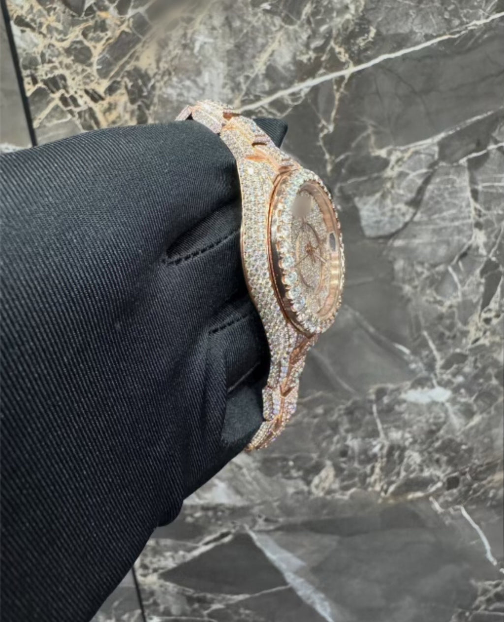 1:1 Iced Out Rose Gold Wrist Bling