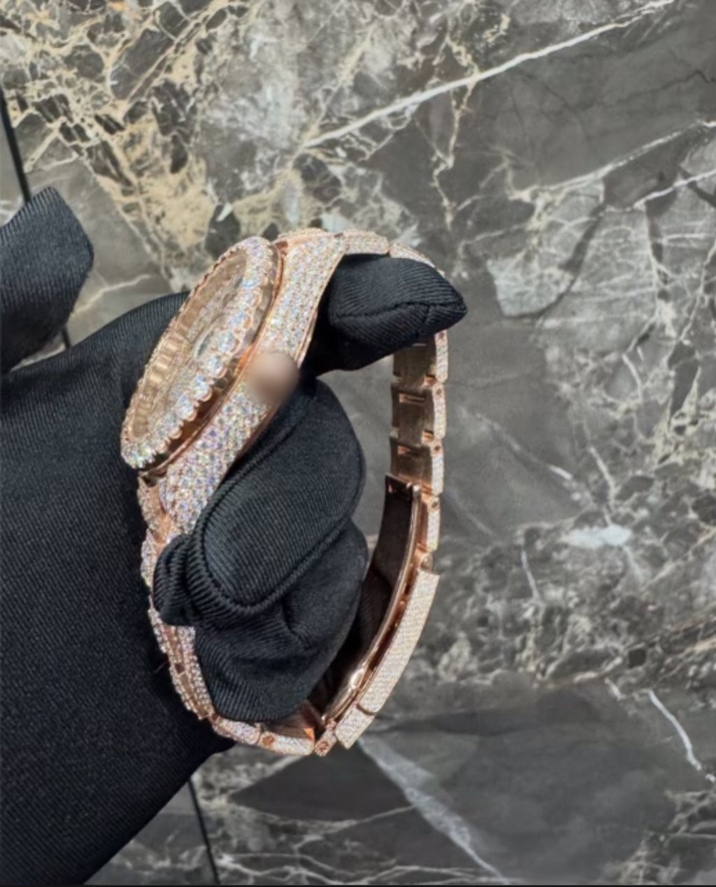 1:1 Iced Out Rose Gold Wrist Bling
