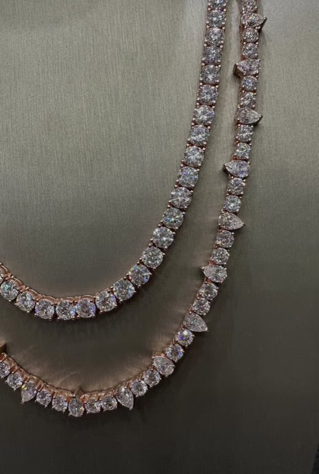 1:1 Iced Out Rose Gold Pointy Stone Neck Bling