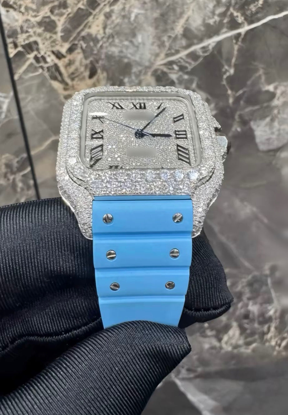 1:1 ICED OUT BABY BLUE WRIST BLING