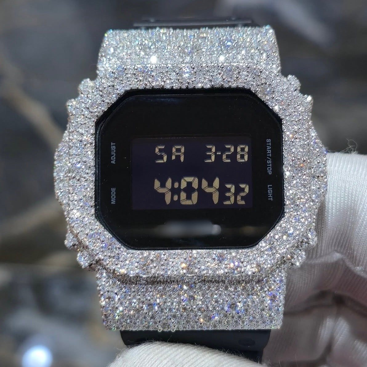 1:1 Iced Out Black Band Shocker Wrist Bling