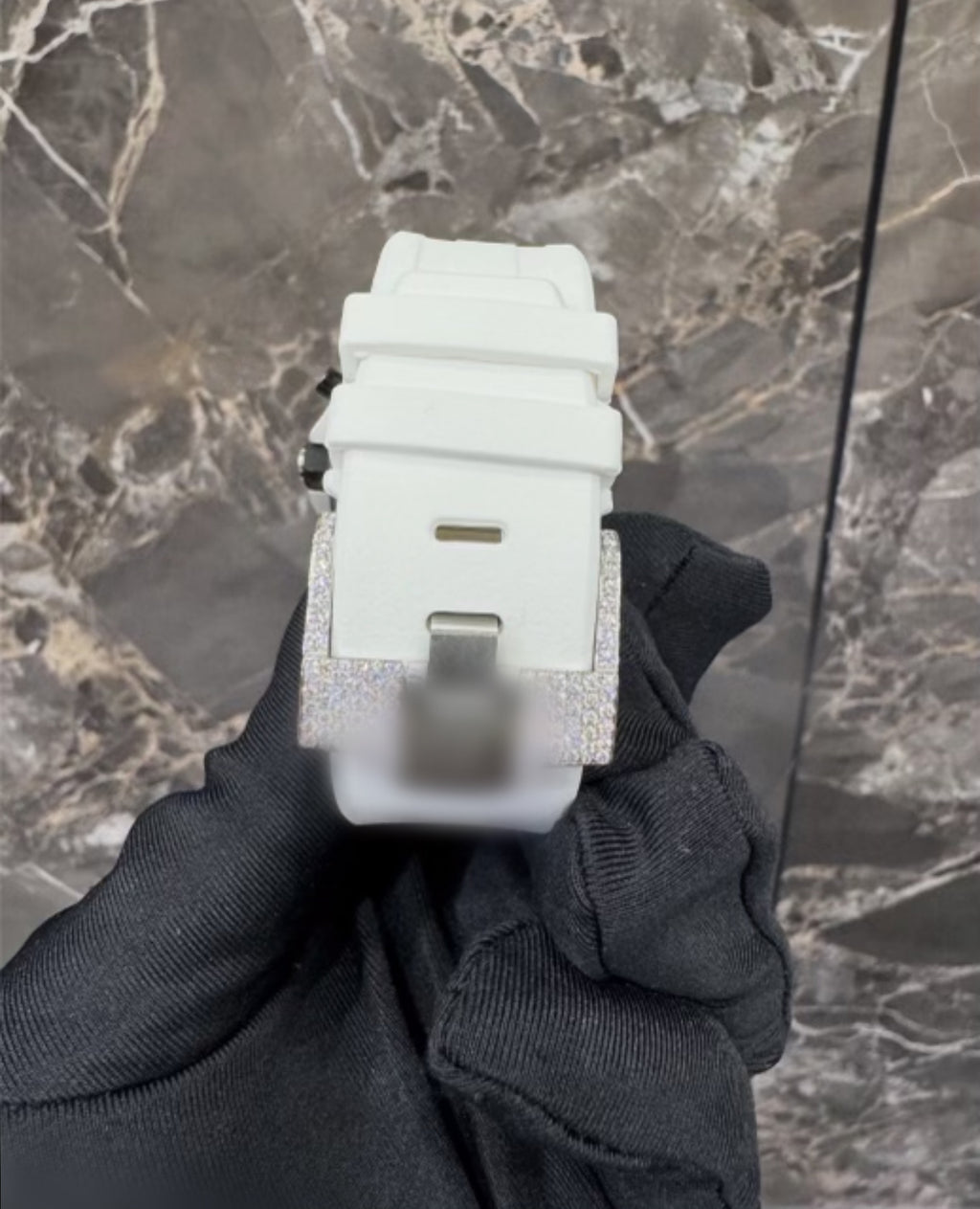 1:1 ICED OUT WHITE BAND WRIST BLING