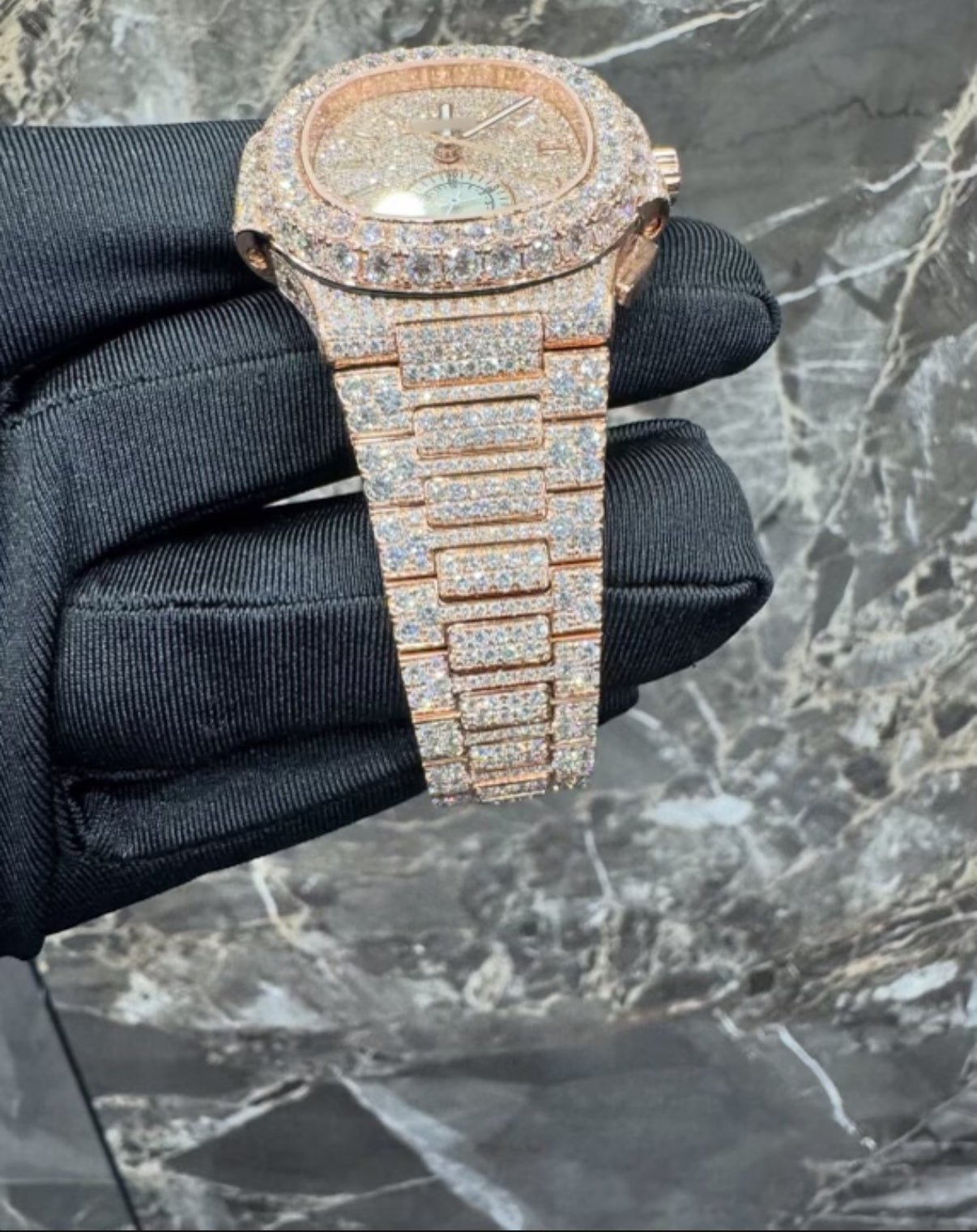 1:1 Iced Out Rose Gold Wrist Bling