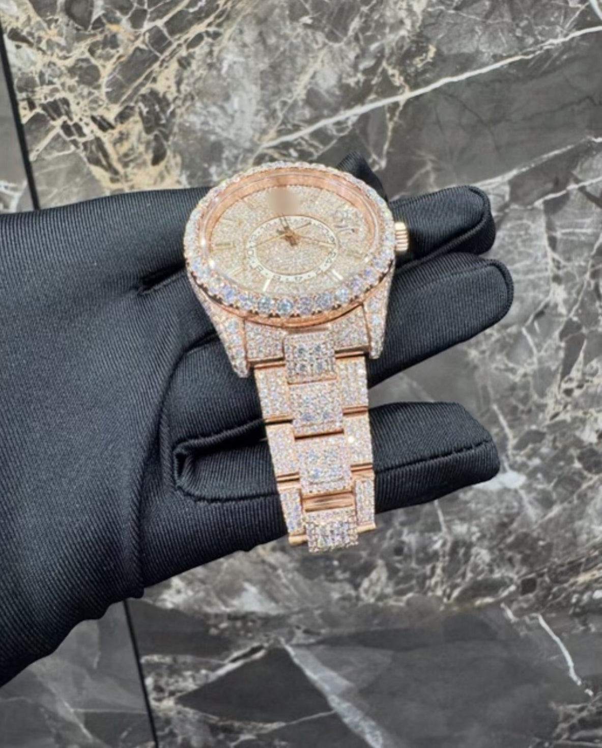 1:1 Iced Out Rose Gold Wrist Bling