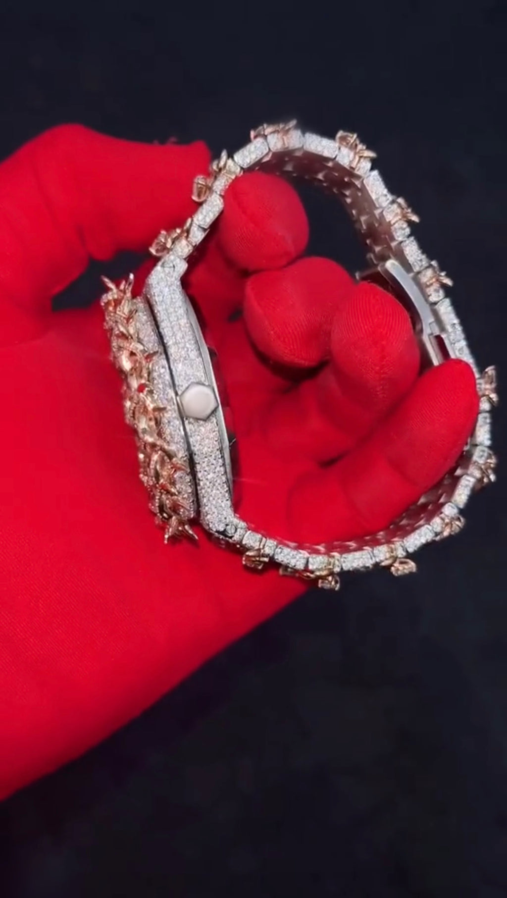 1:1 RED ICED OUT THORN LUXURY WRIST BLING
