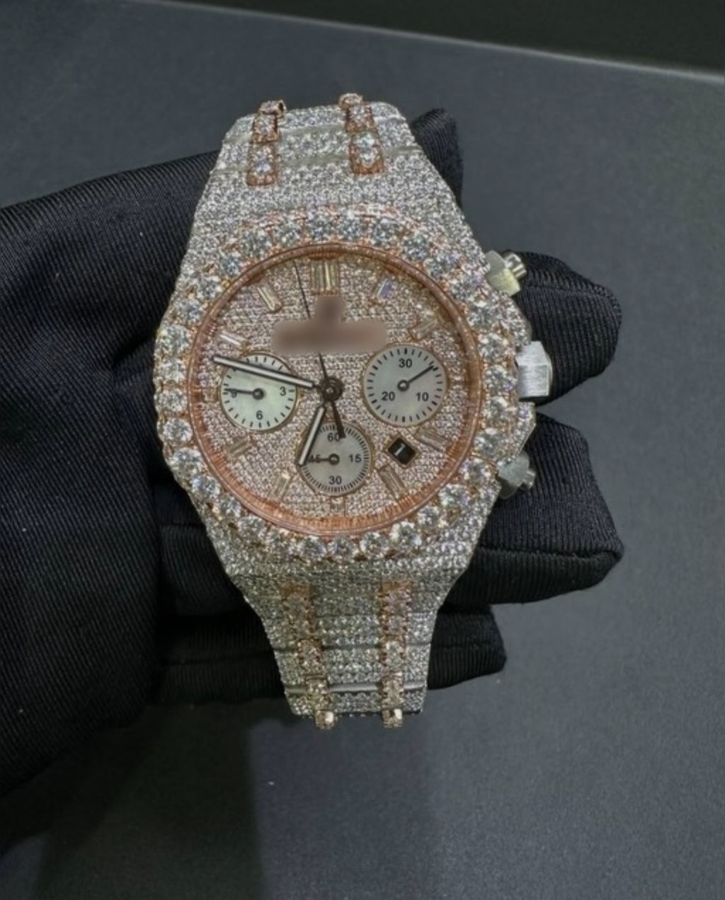 1:1 Iced Out Two Tone Rose Gold Wrist Bling