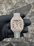 1:1 Iced Out Two Tone Rose Gold Big Stone Wrist Bling