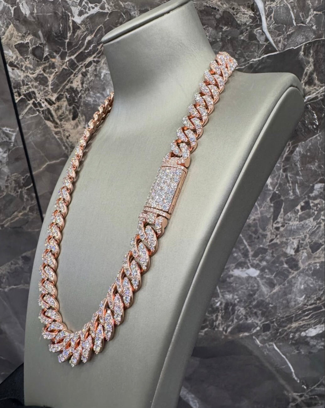 1:1 Iced Out Rose Gold Cubic Neck Bling