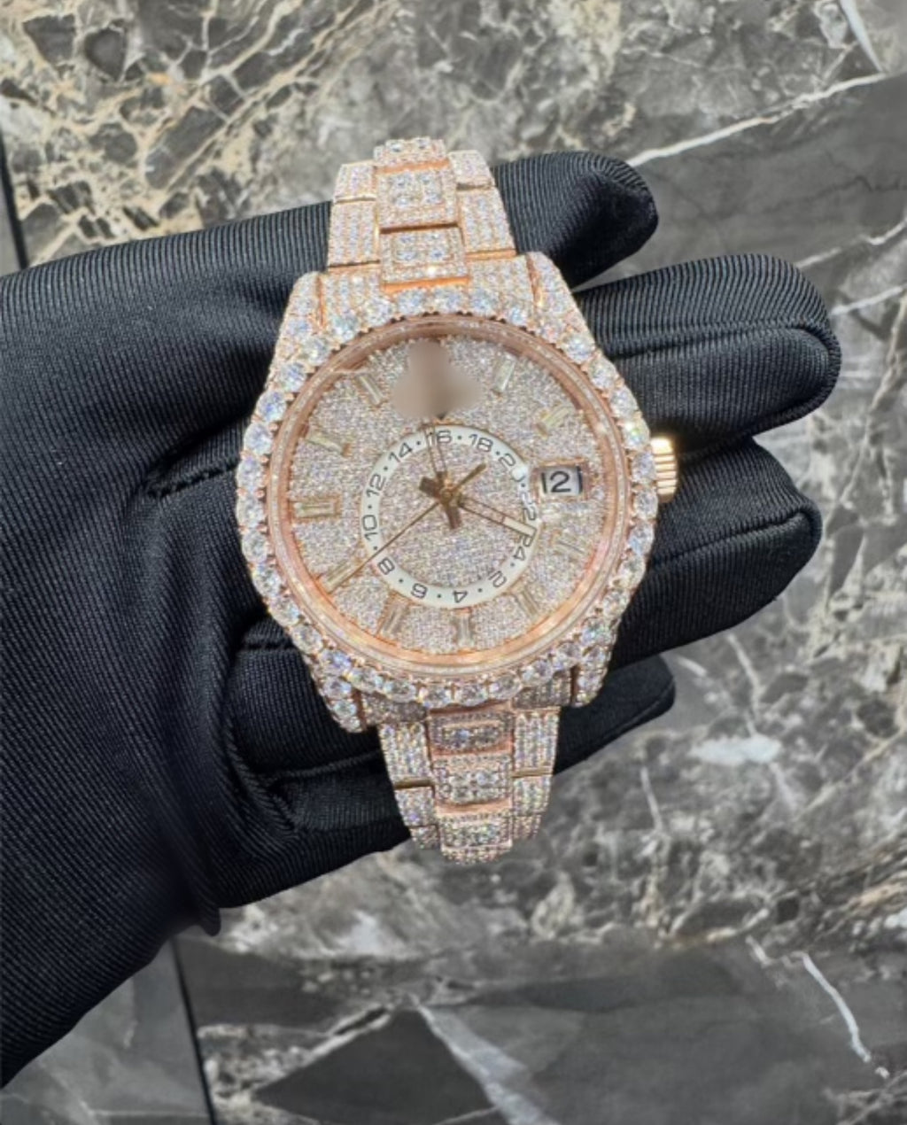 1:1 Iced Out Rose Gold Wrist Bling