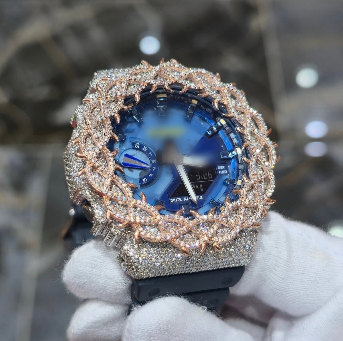 1:1 Iced Out Blue Face Thorn Shock Wrist Bling